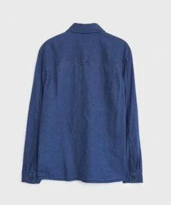 White Stuff Indigo Microcheck Overshirt - Indigo Blue