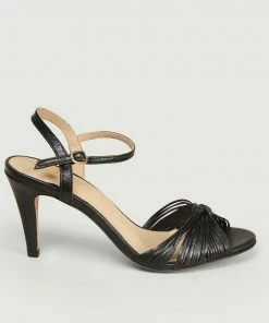 Bobbies Paris Black La Cosmique Laminated Leather Sandals