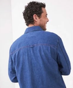 White Stuff Indigo Microcheck Overshirt - Indigo Blue