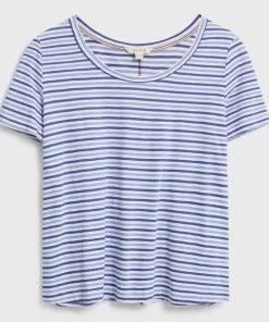 White Stuff Ezra Scoop Stripe T shirt - Blue Multi