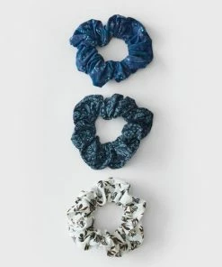 White Stuff 3 Pack Jersey Offcut Scrunchies - Navy Multi