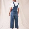 White Stuff Wide Leg Cropped Dungaree - Mid Denim