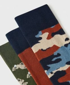 White Stuff 3 Pack Camo Socks - Red Multi