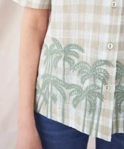 White Stuff Lana Check Embroidered Shirt - Ivory Multi