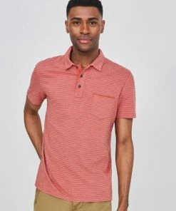 White Stuff Logan Organic Stripe Polo Coral