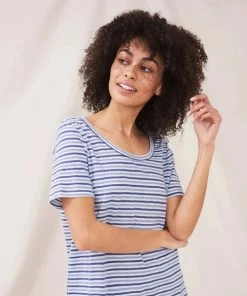 White Stuff Ezra Scoop Stripe T shirt - Blue Multi