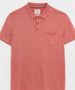 White Stuff Logan Organic Stripe Polo Coral