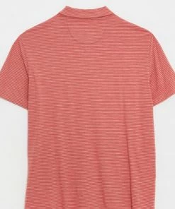 White Stuff Logan Organic Stripe Polo Coral