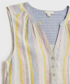 White Stuff Sophia Stripe Linen Vest - White Multi