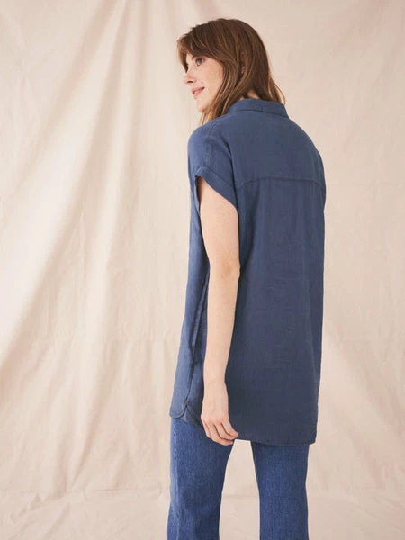 White Stuff Bantu Linen Tunic - Dusty Blue 3 White Stuff Bantu Linen Tunic - Dusty Blue