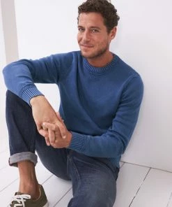 White Stuff Clifton Cotton Crew - Cobalt Blue