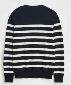 White Stuff Bretton Button Shoulder Crew Jumper - Dark Navy
