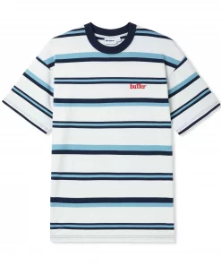 Butter Goods Camiseta Base Stripe Tee White Navy Blue L