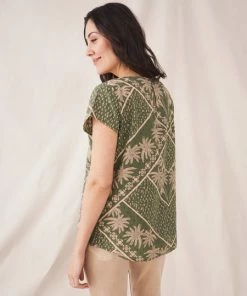 White Stuff Kia Organic Cotton Top - Green Multi