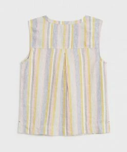 White Stuff Sophia Stripe Linen Vest - White Multi
