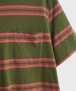 White Stuff Block Stripe T-Shirt - Khaki Green