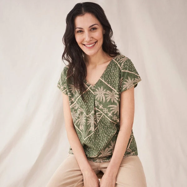 White Stuff Kia Organic Cotton Top - Green Multi 3 White Stuff Kia Organic Cotton Top - Green Multi