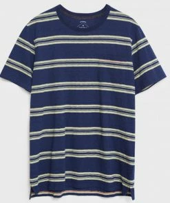 White Stuff Block Stripe T-Shirt - Indigo Blue
