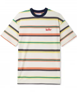 Butter Goods Camiseta Base Stripe Tee White Green Orange Xl