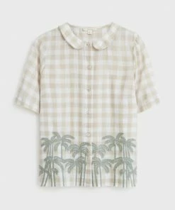 White Stuff Lana Check Embroidered Shirt - Ivory Multi
