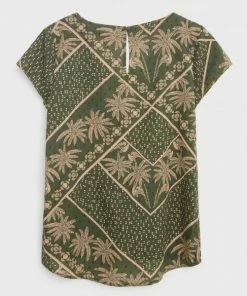 White Stuff Kia Organic Cotton Top - Green Multi