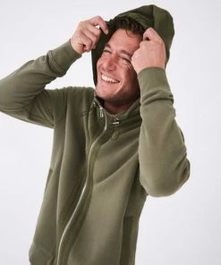 White Stuff Owen Zip Through - Khaki Green