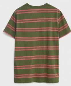 White Stuff Block Stripe T-Shirt - Khaki Green