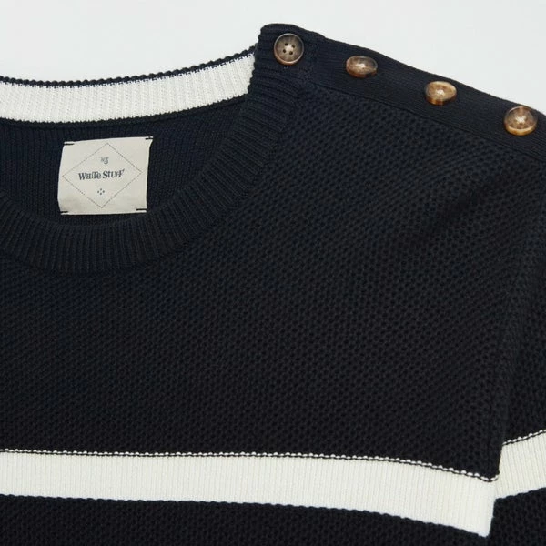 White Stuff Bretton Button Shoulder Crew Jumper - Dark Navy 5 White Stuff Bretton Button Shoulder Crew Jumper - Dark Navy