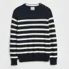 White Stuff Bretton Button Shoulder Crew Jumper - Dark Navy