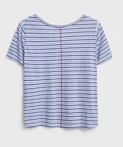 White Stuff Ezra Scoop Stripe T shirt - Blue Multi