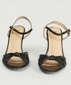 Bobbies Paris Black La Cosmique Laminated Leather Sandals