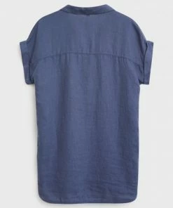 White Stuff Bantu Linen Tunic - Dusty Blue