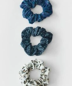 White Stuff 3 Pack Jersey Offcut Scrunchies - Navy Multi