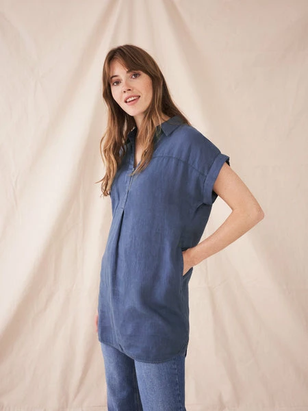 White Stuff Bantu Linen Tunic - Dusty Blue 2 White Stuff Bantu Linen Tunic - Dusty Blue