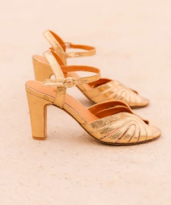 Bobbies Paris Ella Goldene Ledersandaletten