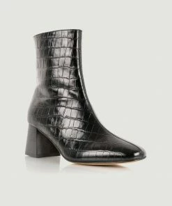 Bobbies Paris Rachelle Croco Effect Leather Boots