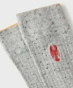 White Stuff Lobster Embroidered Sock - Grey Multi