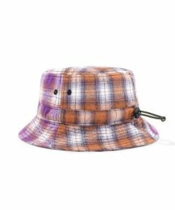 Butter Goods Patchwork Plaid Bucket Hat Brown Purple