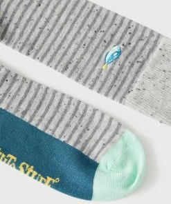 White Stuff Fish Embroidered Nep Sock - Grey Multi