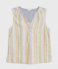 White Stuff Sophia Stripe Linen Vest - White Multi