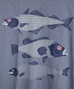 White Stuff Geo Fish Graphic T-Shirt - Blue Pr