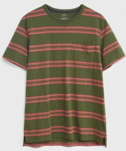 White Stuff Block Stripe T-Shirt - Khaki Green