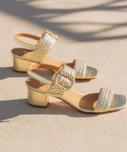 Bobbies Paris Lola Gold Platinum Ledersandalen