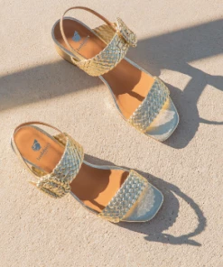 Bobbies Paris Lola Gold Platinum Ledersandalen