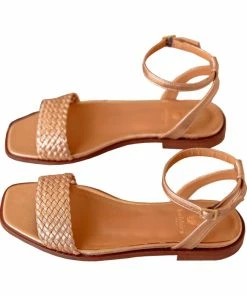 Bobbies Paris Suzanne Antique Gold flache Ledersandalen