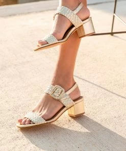 Bobbies Paris Lola Gold Platinum Ledersandalen