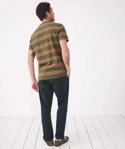 White Stuff Block Stripe T-Shirt - Khaki Green