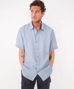 White Stuff Pembroke Ss Linen Shirt - Chamb Blue