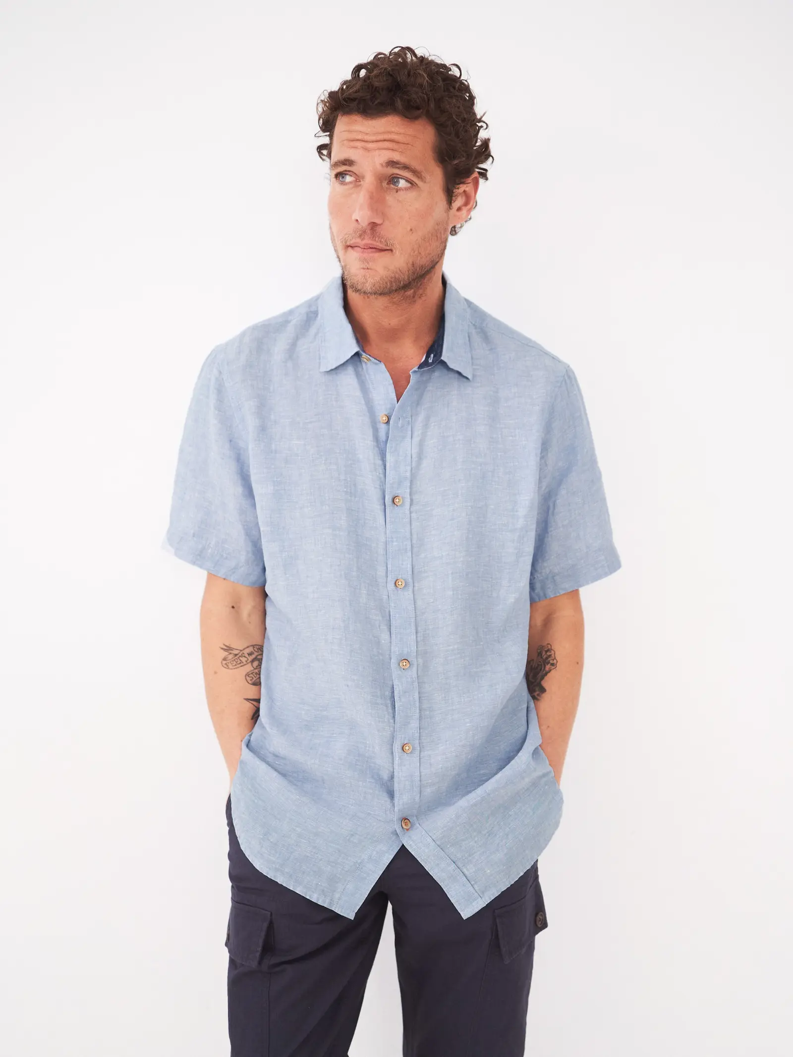 White Stuff Pembroke Ss Linen Shirt - Chamb Blue 1 White Stuff Pembroke Ss Linen Shirt - Chamb Blue