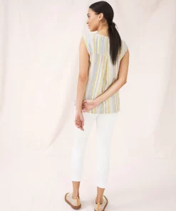 White Stuff Sophia Stripe Linen Vest - White Multi